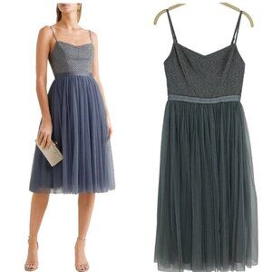 Needle & Thread Blue tinted Grey Coppelia Embellished Ballet Tulle Midi Dress 2